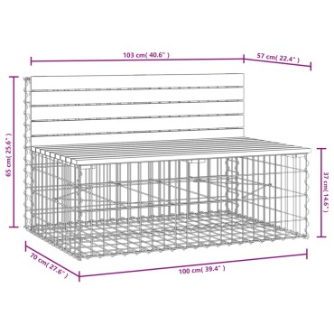vidaXL Πάγκος Κήπου Συρματοκιβώτιο 103x70x65cm Μασίφ Ψευδοτσούγκα 1 τεμ.