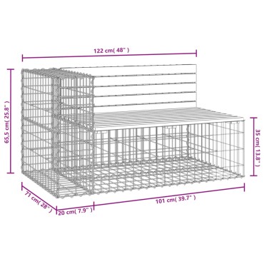 vidaXL Παγκάκι Κήπου Συρματοκιβώτιο 122x71x65,5cm Μασίφ Ξύλο Πεύκου 1 τεμ.