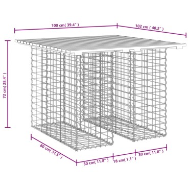 vidaXL Πάγκος Κήπου Συρματοκιβώτιο 100x102x72cm Μασίφ Ψευδοτσούγκα 1 τεμ.