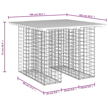 vidaXL Πάγκος Κήπου Συρματοκιβώτιο 100x102x72cm Μασίφ Ψευδοτσούγκα 1 τεμ.