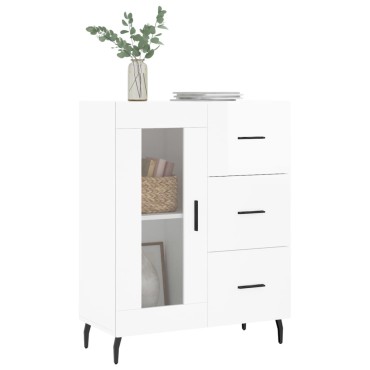 vidaXL Ντουλάπι Γυαλιστερό Λευκό 69,5x34x90cm Επεξεργασμένο Ξύλο 1 τεμ.