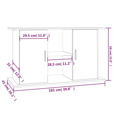 vidaXL Βάση Ενυδρείου Καφέ Δρυς 101x41x58 εκ. από Επεξεργασμένο Ξύλο