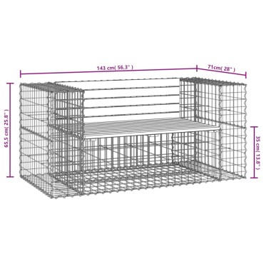 vidaXL Παγκάκι Συρματοκιβώτιο 143x71x65,5cm Μασίφ Ξύλο Ψευδοτσούγκας 1 τεμ.