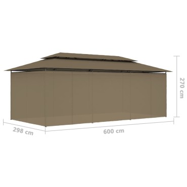 vidaXL Κιόσκι με Κουρτίνες Taupe 600 x 298 x 270 εκ. 180 γρ./μ²