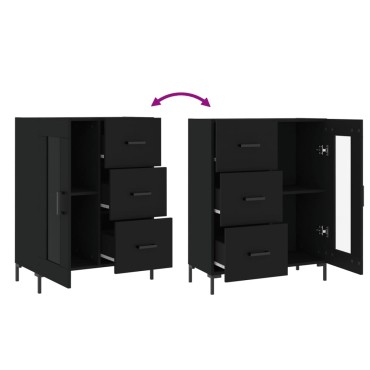 vidaXL Συρταριέρα Μαύρη 69,5x34x90cm από Επεξεργασμένο Ξύλο 1 τεμ.