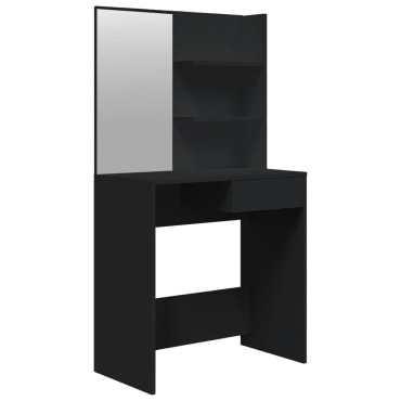 vidaXL Μπουντουάρ με Καθρέφτη Μαύρο 74,5x40x141cm