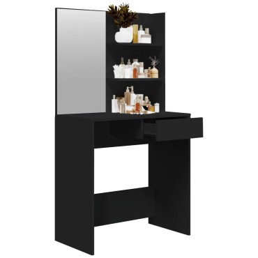 vidaXL Μπουντουάρ με Καθρέφτη Μαύρο 74,5x40x141cm