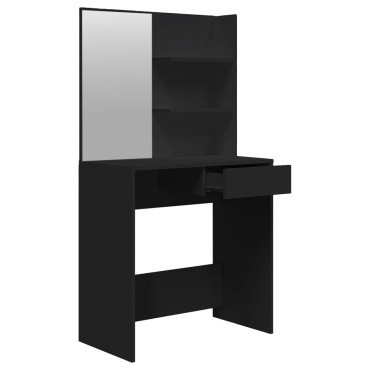 vidaXL Μπουντουάρ με Καθρέφτη Μαύρο 74,5x40x141cm