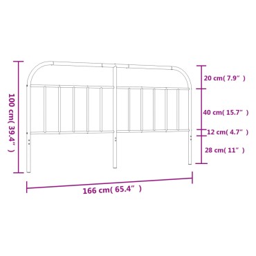 vidaXL Κεφαλάρι Μαύρο Μεταλλικό 166x3x100cm 1 τεμ.