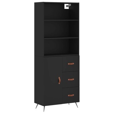 vidaXL Ντουλάπι Μαύρο 69,5x34x180cm από Επεξεργασμένο Ξύλο 1 τεμ.