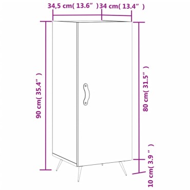 vidaXL Ντουλάπι Γκρι Sonoma 34,5x34x90cm από Επεξεργασμένο Ξύλο 1 τεμ.