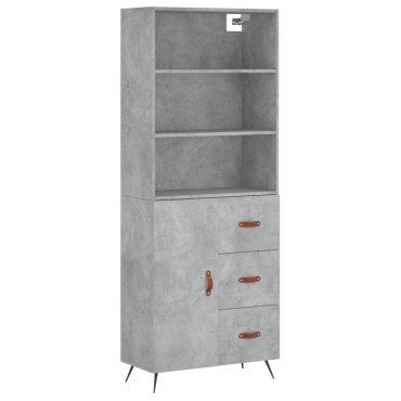 vidaXL Ντουλάπι Γκρι Σκυροδέματος 69,5x34x180cm Επεξεργασμένο Ξύλο 1 τεμ.