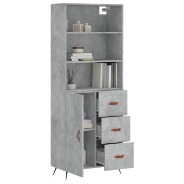 vidaXL Ντουλάπι Γκρι Σκυροδέματος 69,5x34x180cm Επεξεργασμένο Ξύλο 1 τεμ.