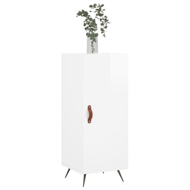 vidaXL Ντουλάπι Γυαλιστερό Λευκό 34,5x34x90cm Επεξεργασμένο Ξύλο 1 τεμ.