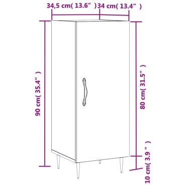 vidaXL Ντουλάπι Καφέ Δρυς 34,5x34x90cm Επεξεργασμένο Ξύλο 1 τεμ.