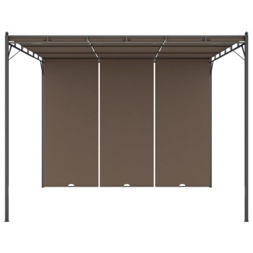 vidaXL Κιόσκι Κήπου Taupe 3 x 3 x 2,25 μ. με Πλαϊνή Κουρτίνα