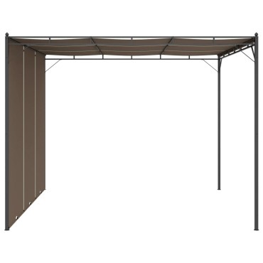 vidaXL Κιόσκι Κήπου Taupe 3 x 3 x 2,25 μ. με Πλαϊνή Κουρτίνα