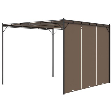 vidaXL Κιόσκι Κήπου Taupe 3 x 3 x 2,25 μ. με Πλαϊνή Κουρτίνα