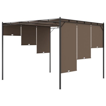 vidaXL Κιόσκι Κήπου Taupe 3 x 3 x 2,25 μ. με Πλαϊνή Κουρτίνα