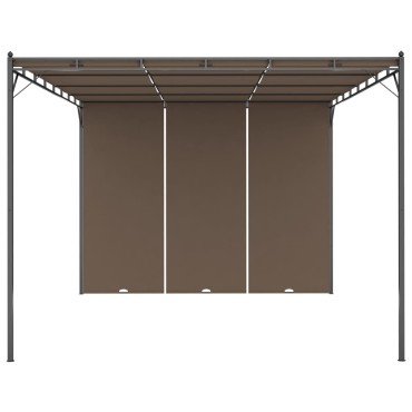 vidaXL Κιόσκι Κήπου Taupe 4 x 3 x 2,25 μ. με Πλαϊνή Κουρτίνα
