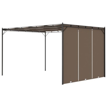 vidaXL Κιόσκι Κήπου Taupe 4 x 3 x 2,25 μ. με Πλαϊνή Κουρτίνα