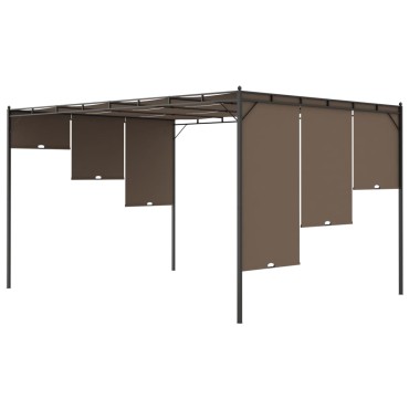 vidaXL Κιόσκι Κήπου Taupe 4 x 3 x 2,25 μ. με Πλαϊνή Κουρτίνα