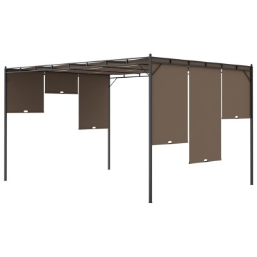 vidaXL Κιόσκι Κήπου Taupe 4 x 3 x 2,25 μ. με Πλαϊνή Κουρτίνα