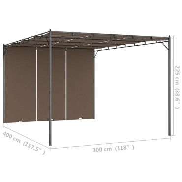 vidaXL Κιόσκι Κήπου Taupe 4 x 3 x 2,25 μ. με Πλαϊνή Κουρτίνα