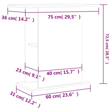 vidaXL Βάση Ενυδρείου Sonoma Δρυς 75x36x72,5 εκ. Επεξεργασμένο Ξύλο