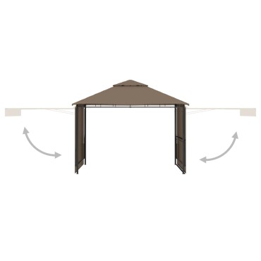 vidaXL Κιόσκι με 2 Επεκτεινόμενες Οροφές Taupe 3x3x2,75 μ. 180 γρ/μ²