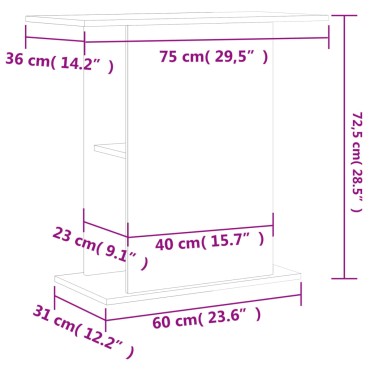 vidaXL Βάση Ενυδρείου Γκρι Σκυροδ. 75x36x72,5 εκ. Επεξεργασμένο Ξύλο