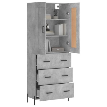 vidaXL Ντουλάπι Γκρι Σκυροδέματος 69,5x34x180cm Επεξεργασμένο Ξύλο 1 τεμ.