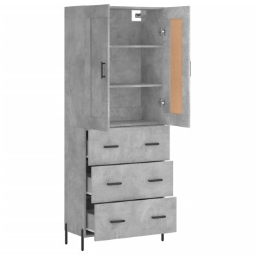 vidaXL Ντουλάπι Γκρι Σκυροδέματος 69,5x34x180cm Επεξεργασμένο Ξύλο 1 τεμ.