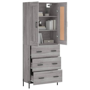 vidaXL Ντουλάπι Γκρι Sonoma 69,5x34x180cm Επεξεργασμένο Ξύλο 1 τεμ.