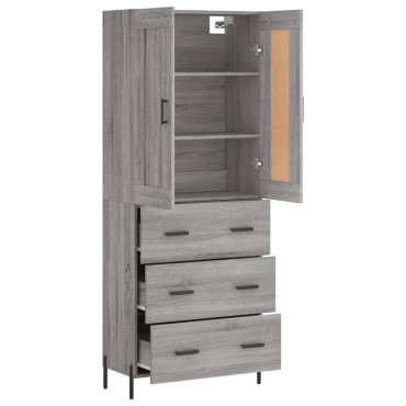 vidaXL Ντουλάπι Γκρι Sonoma 69,5x34x180cm Επεξεργασμένο Ξύλο 1 τεμ.