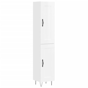 vidaXL Ντουλάπι Γυαλ. Λευκό 34,5x34x180cm από Επεξεργασμένο Ξύλο 1 τεμ.