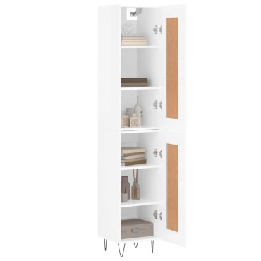 vidaXL Ντουλάπι Γυαλ. Λευκό 34,5x34x180cm από Επεξεργασμένο Ξύλο 1 τεμ.