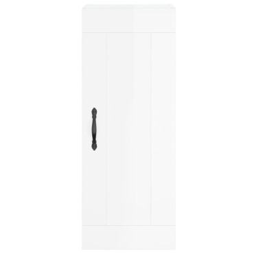 vidaXL Ντουλάπι Γυαλ. Λευκό 34,5x34x180cm από Επεξεργασμένο Ξύλο 1 τεμ.