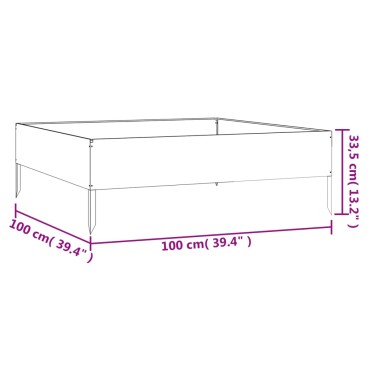 vidaXL Ζαρντινιέρα 100 x 100 x 33,5 εκ. από Ατσάλι Σκληρυθέν στον Αέρα