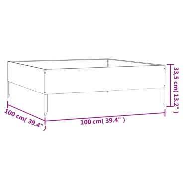 vidaXL Ζαρντινιέρα 100 x 100 x 33,5 εκ. από Ατσάλι Σκληρυθέν στον Αέρα