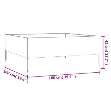 vidaXL Ζαρντινιέρα 100 x 100 x 41 εκ. από Ατσάλι Σκληρυθέν στον Αέρα