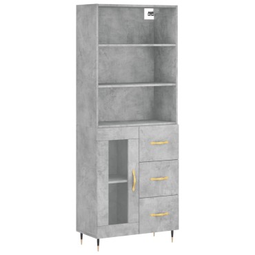vidaXL Ντουλάπι Γκρι Σκυροδέματος 69,5x34x180cm Επεξεργασμένο Ξύλο 1 τεμ.