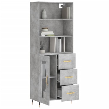 vidaXL Ντουλάπι Γκρι Σκυροδέματος 69,5x34x180cm Επεξεργασμένο Ξύλο 1 τεμ.