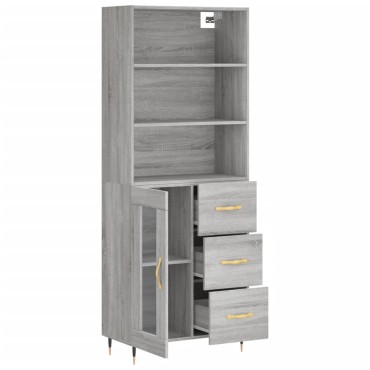 vidaXL Ντουλάπι Γκρι Sonoma 69,5x34x180cm Επεξεργασμένο Ξύλο 1 τεμ.