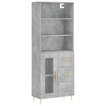 vidaXL Ντουλάπι Γκρι Σκυροδέματος 69,5x34x180cm Επεξεργασμένο Ξύλο 1 τεμ.