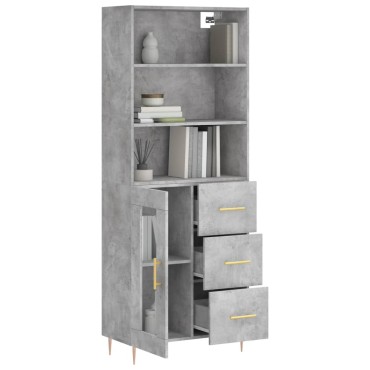vidaXL Ντουλάπι Γκρι Σκυροδέματος 69,5x34x180cm Επεξεργασμένο Ξύλο 1 τεμ.