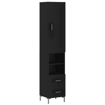 vidaXL Ντουλάπι Μαύρο 34,5x34x180cm από Επεξεργασμένο Ξύλο 1 τεμ.