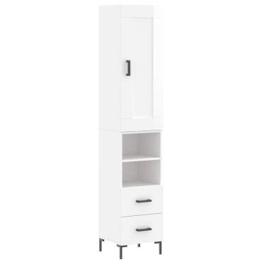 vidaXL Ντουλάπι Γυαλ. Λευκό 34,5x34x180cm από Επεξεργασμένο Ξύλο 1 τεμ.