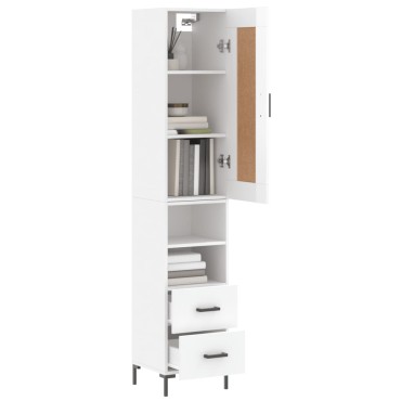 vidaXL Ντουλάπι Γυαλ. Λευκό 34,5x34x180cm από Επεξεργασμένο Ξύλο 1 τεμ.