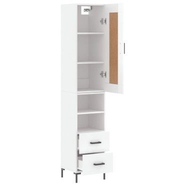 vidaXL Ντουλάπι Γυαλ. Λευκό 34,5x34x180cm από Επεξεργασμένο Ξύλο 1 τεμ.